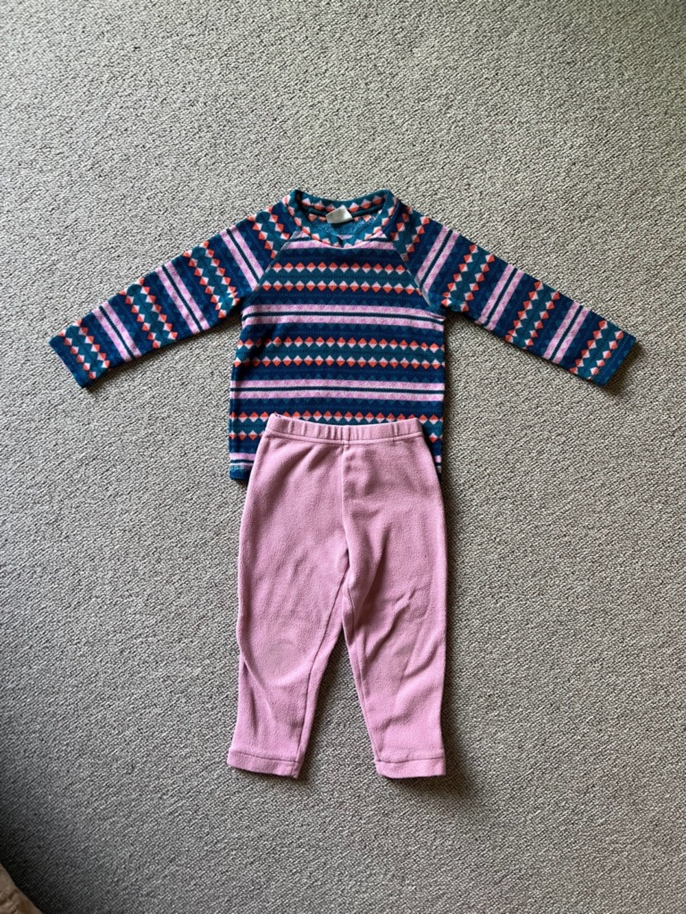 Patagonia Toddler Fleece Micro D Set 3T Teal with Pink & Coral Geo Print